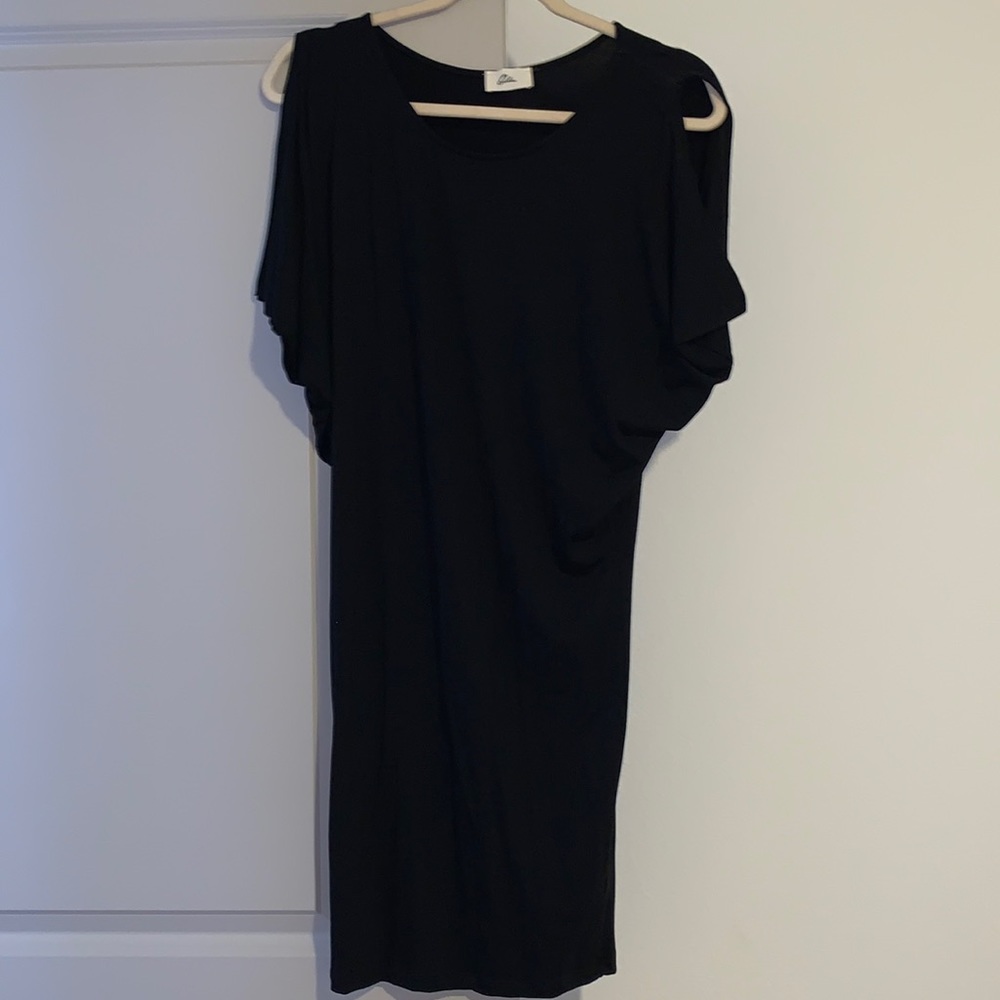 Black open shoulder dress